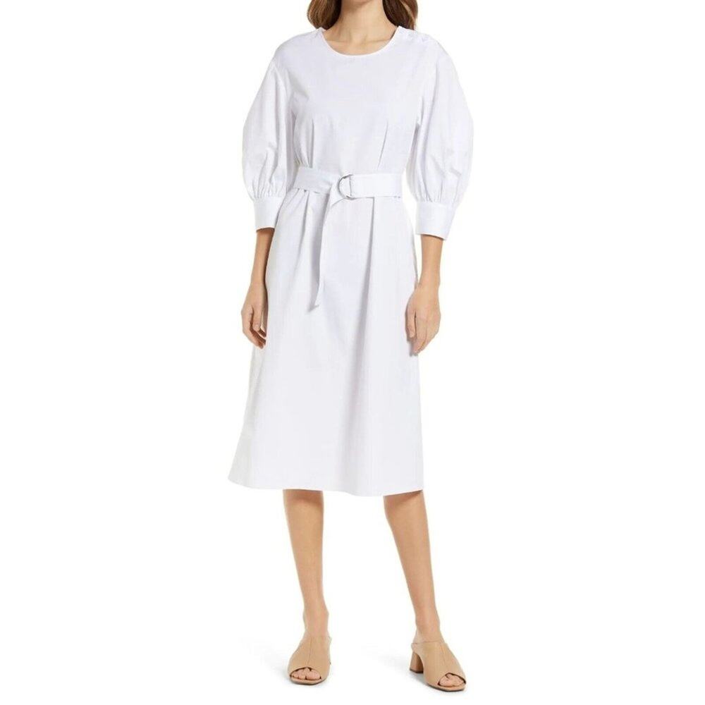 New ~ NORDSTROM ~ Puff Sleeve Belted 100% Cotton Dress ~ Small